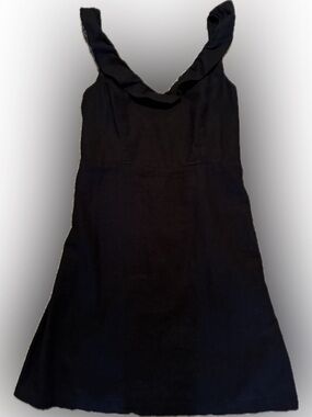 Old Navy Sz Medium Tall Black Linen Rayon Sundress w/ ruffle front straps